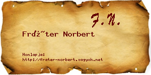 Fráter Norbert névjegykártya